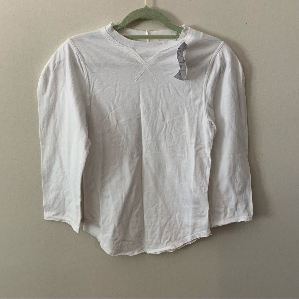 NWT Free People We The Free Clover Top Puff Sleeve Crewneck White
